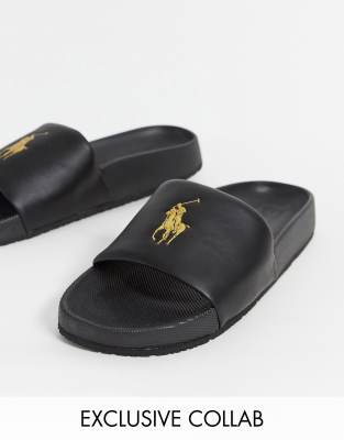 black ralph lauren sliders