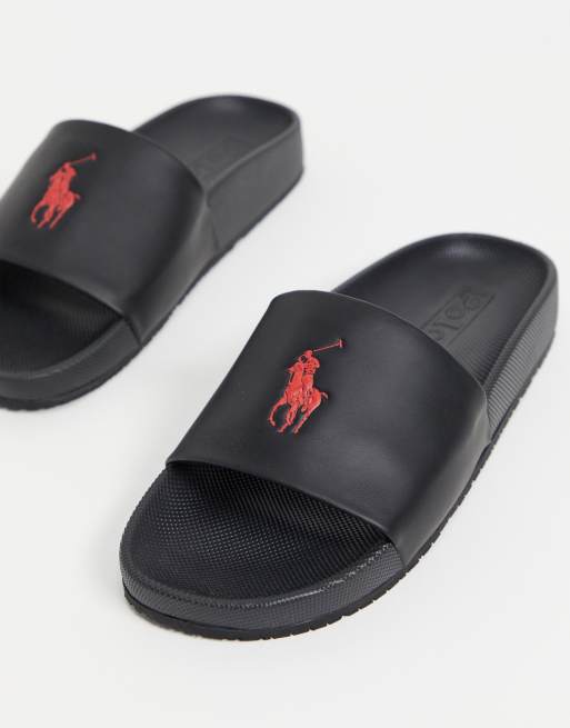 Polo Ralph Lauren slider in black with pony logo