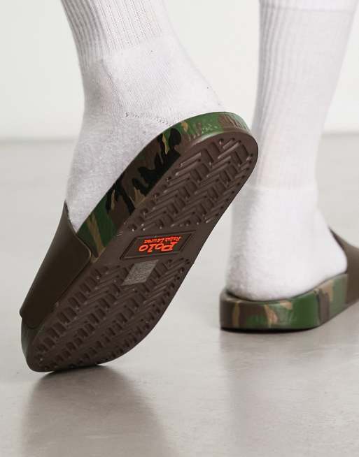 Polo Ralph Lauren slider in camo with neon orange pony logo  display picture 1