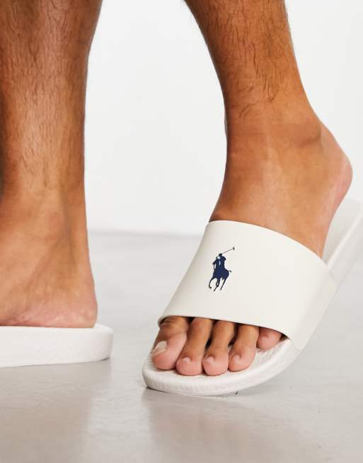 Polo Ralph Lauren – Slider in gebrochenem Weiß mit Polospieler-Logo, 2 von 4