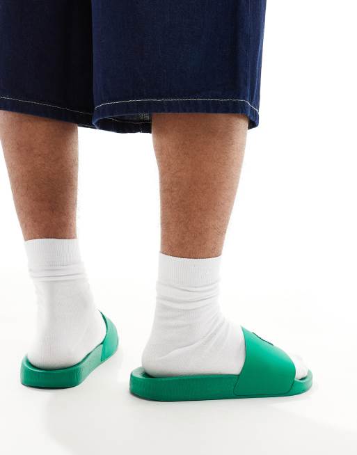Polo Ralph Lauren slides in green with navy logo
