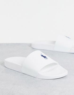 Polo Ralph Lauren – Slider mit Pony-Logo in Weiß