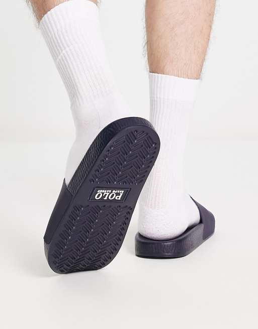 Polo Ralph Lauren - Sliders blu navy con logo con orso, 2 di 4