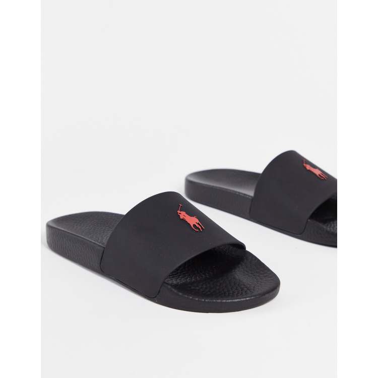 Polo Ralph Lauren sliders in black with pony logo ASOS