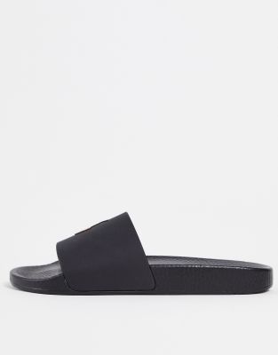 mens black ralph lauren sliders