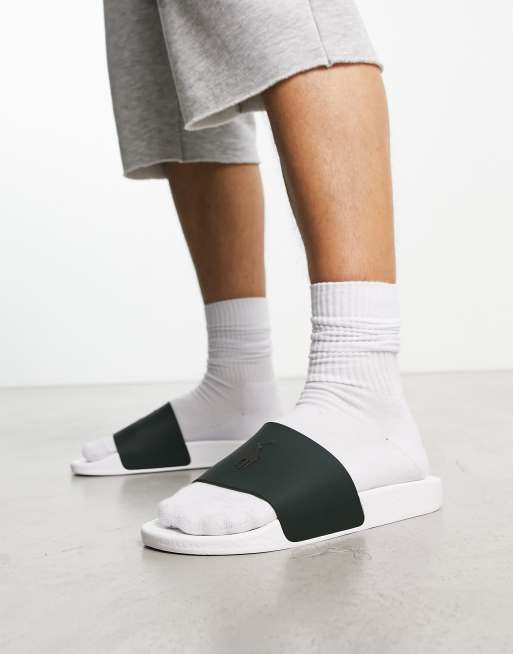 Grey ralph lauren sliders best sale