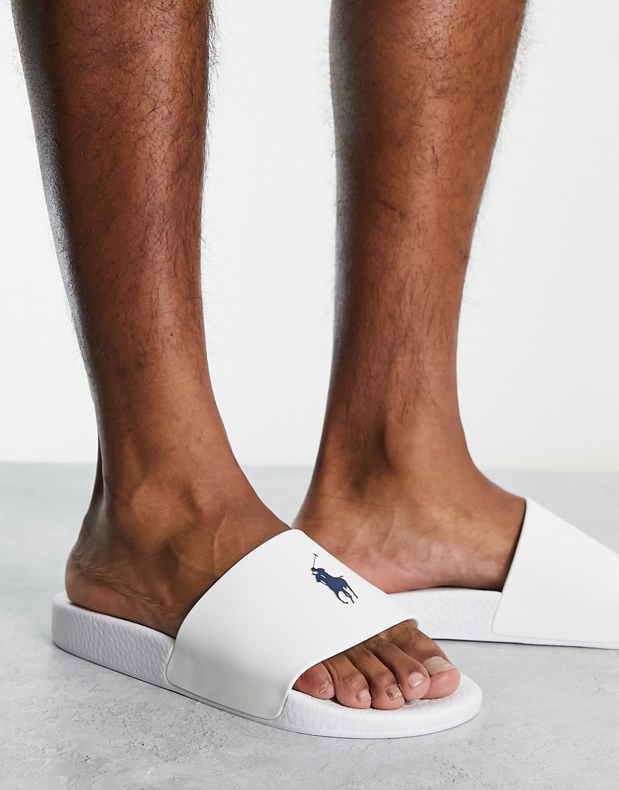 Polo Ralph Lauren slides in white with pony logo