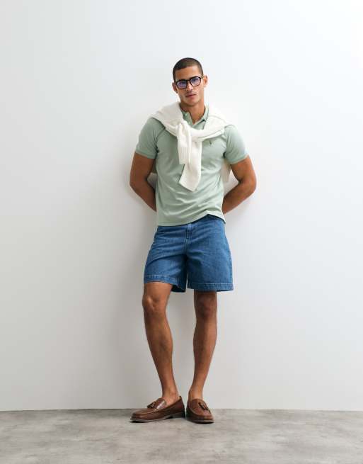 Polo Ralph Lauren slim custom knit pima short sleeve in light green, 3 of 5