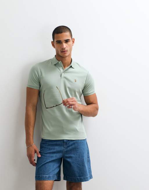 Polo Ralph Lauren slim custom knit pima short sleeve in light green, 5 of 5