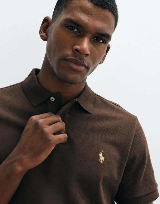 Polo Ralph Lauren slim custom knit short sleeve in brown, 2 of 5