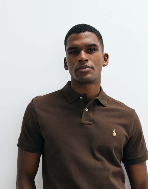 Polo Ralph Lauren slim custom knit short sleeve in brown, 3 of 5