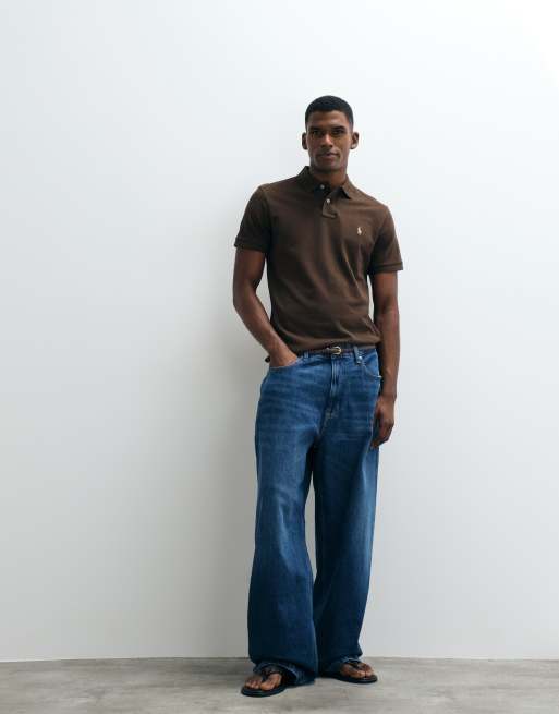 Polo Ralph Lauren slim custom knit short sleeve in brown, 4 of 5