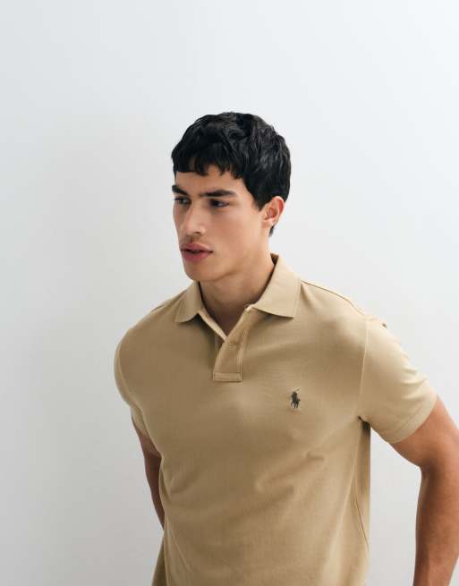 Polo Ralph Lauren slim custom knit short sleeve in khaki, 3 of 5