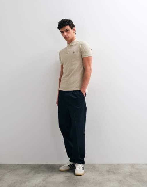 Polo Ralph Lauren slim custom strik med korte ærmer i beige, 2 af 5
