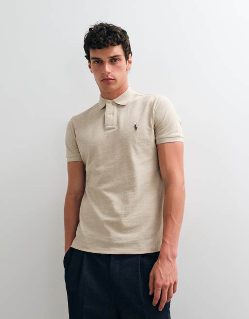 Polo Ralph Lauren slim custom strik med korte ærmer i beige, 3 af 5