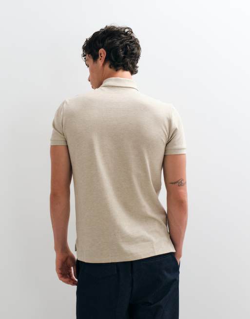Polo Ralph Lauren slim custom strik med korte ærmer i beige, 5 af 5