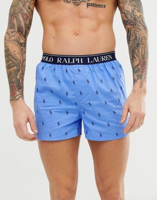 Polo Ralph Lauren - Slim-fit boxershort met polospelerprint en contrasterende logotailleband in blauw