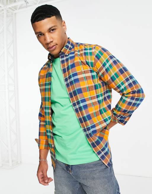 Polo Ralph Lauren slim fit check oxford shirt in orange/blue | ASOS