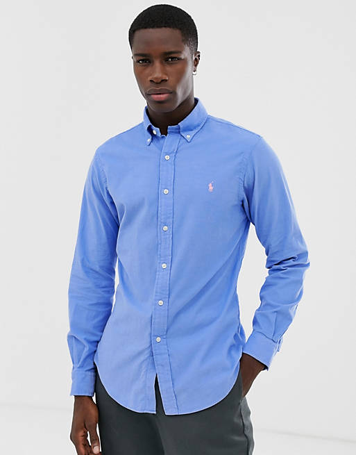 Polo Ralph Lauren slim fit cord shirt with button down collar in light ...