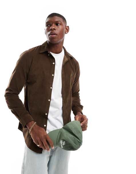Polo Ralph Lauren – Slim Fit Cordhemd in Braun mit Markenlogo - view 1