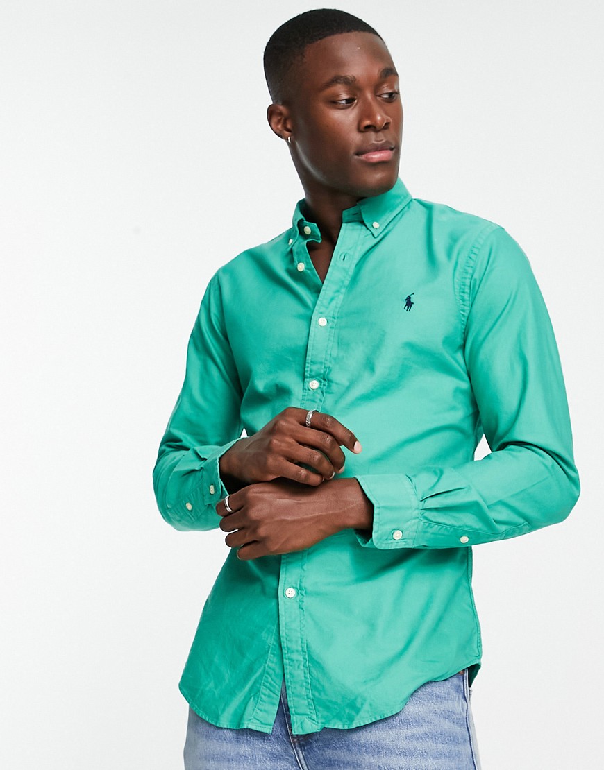 Polo Ralph Lauren slim fit garment dyed oxford shirt in mid green