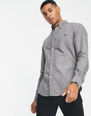 Polo Ralph Lauren slim fit garment dyed oxford shirt with pony logo in perfect grey