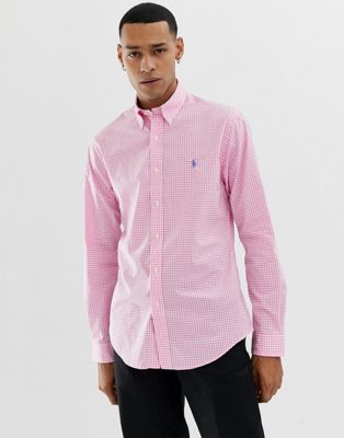 ralph lauren pink gingham men's shirt
