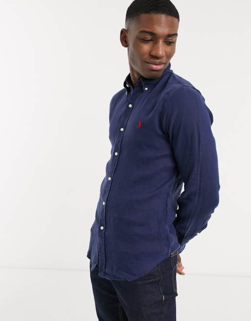 Polo ralph lauren clearance slim fit linen shirt