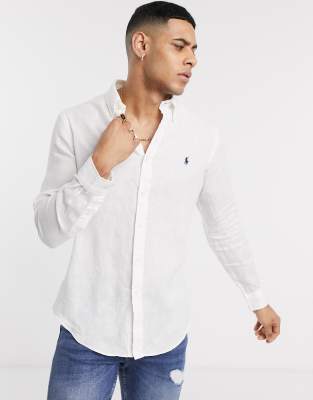 polo ralph lauren white linen shirt