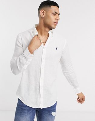 white polo linen shirt