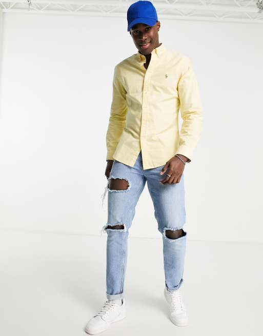 Polo Ralph Lauren - Slim fit Oxford overhemd met iconisch logo in geel