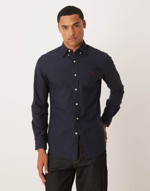 Polo Ralph Lauren - Slim fit oxford overhemd met icoonlogo in marineblauw