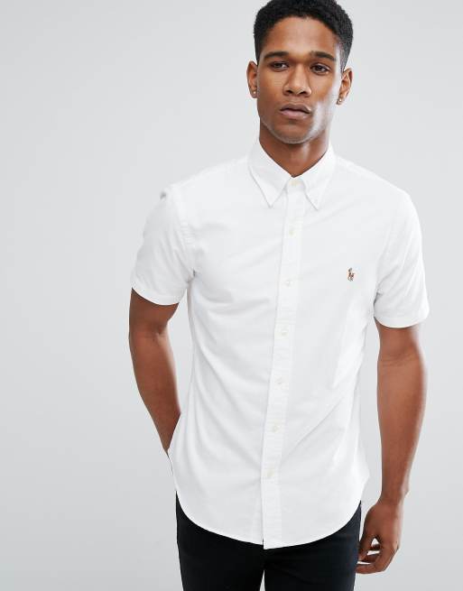 Polo Ralph Lauren - Slim-fit Oxford overhemd met korte mouwen in wit