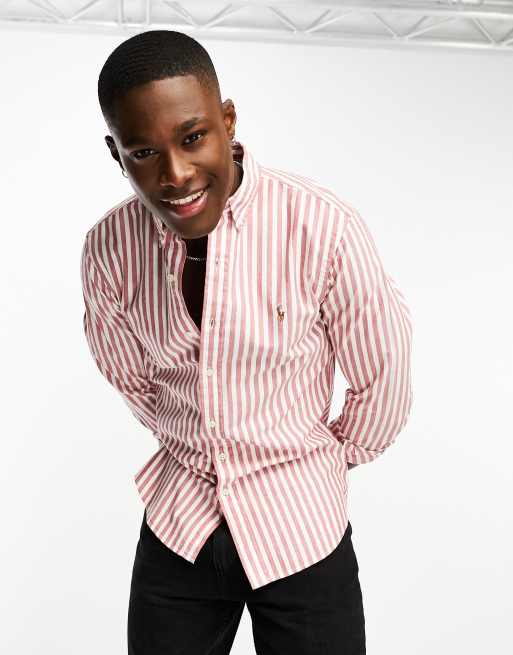 Striped button down clearance polo