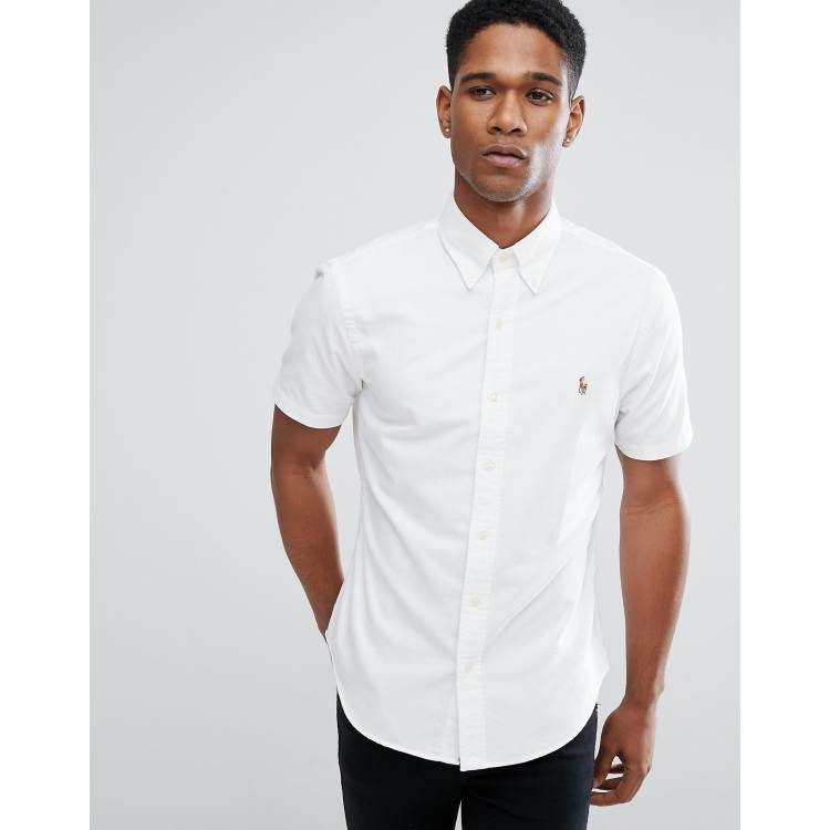 Mens white ralph store lauren shirt short sleeve