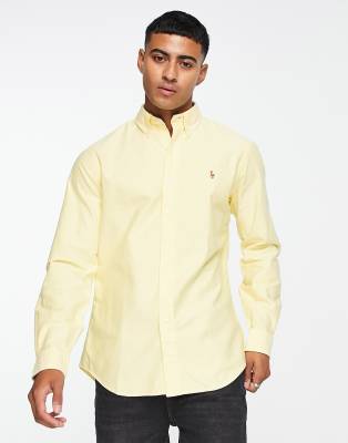 Polo Ralph Lauren slim fit oxford shirt with pony logo in yellow