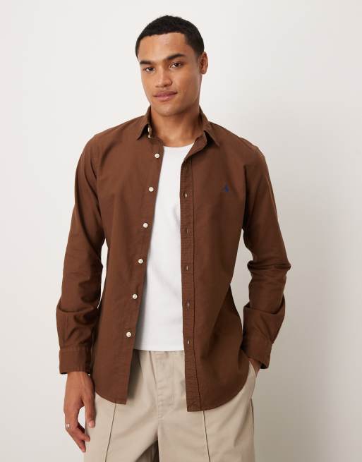 Polo Ralph Lauren - Slim Fit Oxford-skjorte med logoikon i farvet og brunt stof