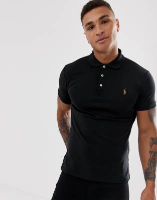 black slim fit ralph lauren polo