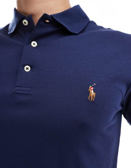 Polo Ralph Lauren slim fit pima polo multi player logo in navy