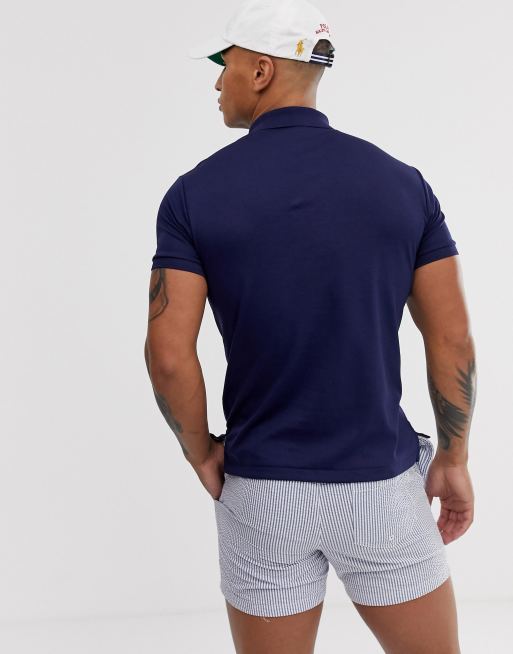 Polo Ralph Lauren slim fit pima polo multi player logo in navy, 2 of 4