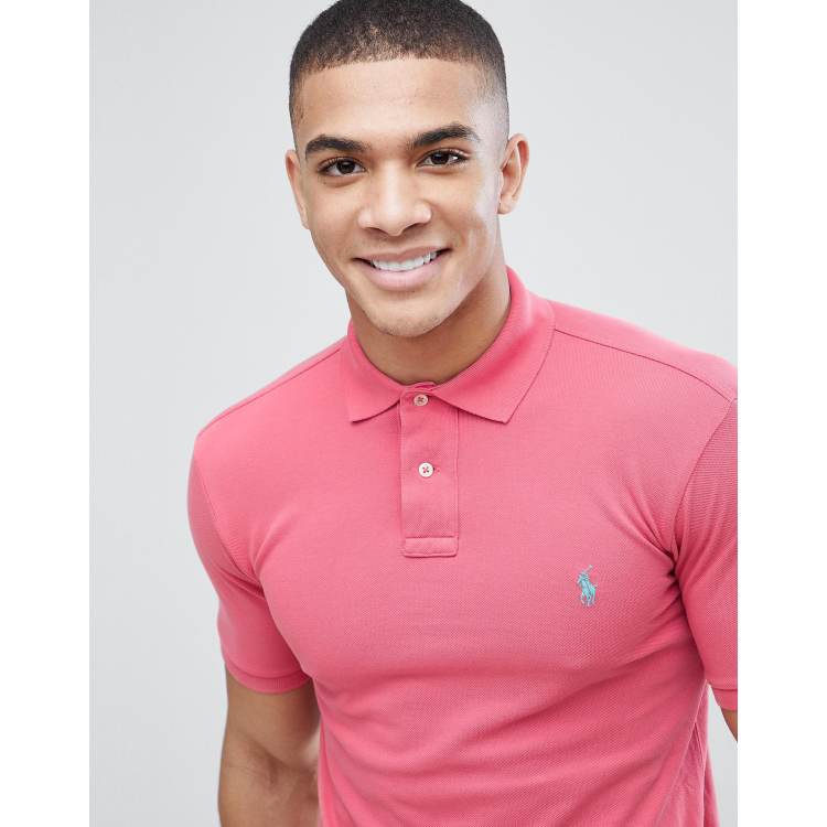 Polo Ralph Lauren Slim Fit Pique Polo in Coral Pink ASOS