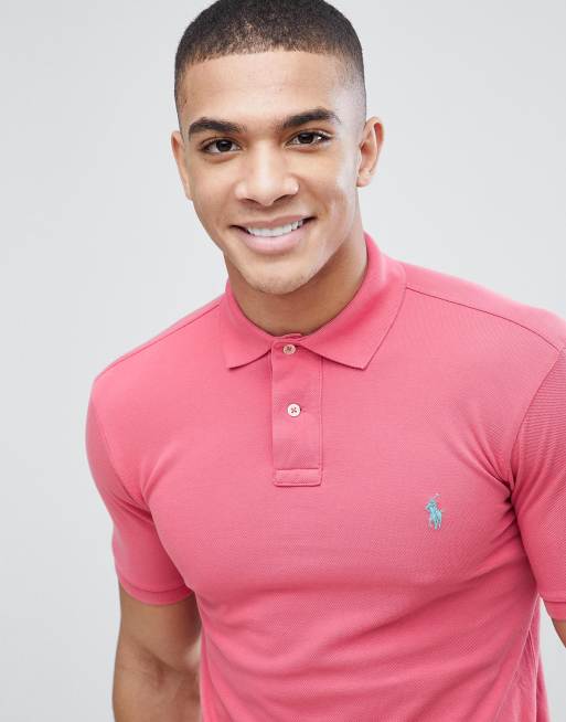 Coral pink polo clearance shirt