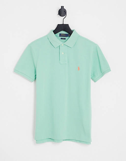 Polo Ralph Lauren slim fit pique polo in light green with pony logo | ASOS