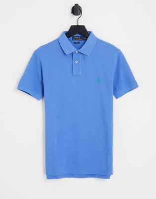 Polo Ralph Lauren Polo Ralph Lauren slim fit pique polo in mid blue with pony logo