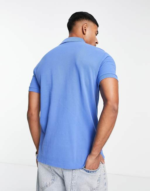 Polo Ralph Lauren slim fit pique polo in mid blue with pony logo | ASOS