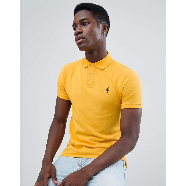 Polo Ralph Lauren slim fit pique polo player logo in yellow ASOS
