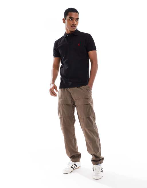 Black and outlet red polo pants