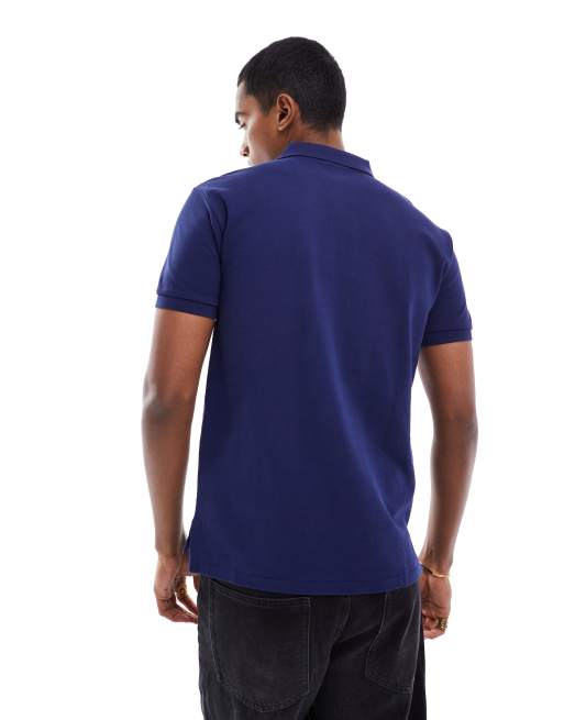 Polo Ralph Lauren slim fit pique polo with red player logo in washed navy, 4 of 4