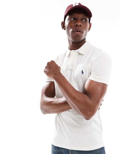 Polo Ralph Lauren - Slim fit piqué poloshirt met iconisch logo in crème