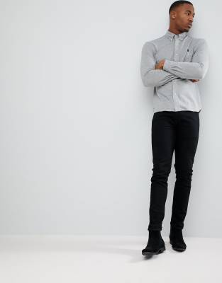 polo ralph lauren slim fit pique shirt player logo button down in grey marl